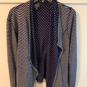Market & Spruce navy & white striped cardigan sz M